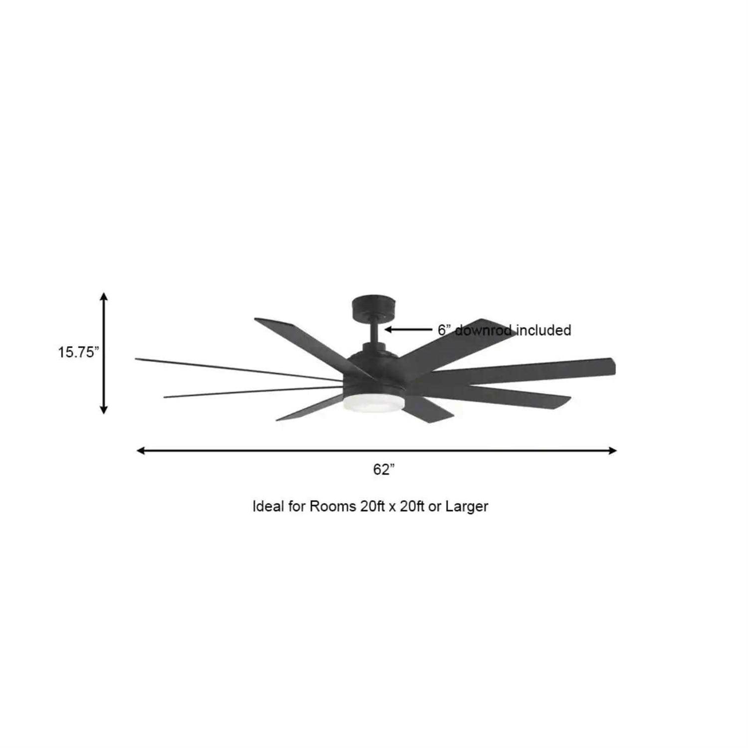 Home Decorators Collection Celene 62 in. LED Indoor/Outdoor Matte Black Ceiling Fan with Light and Remote Control - Image 2
