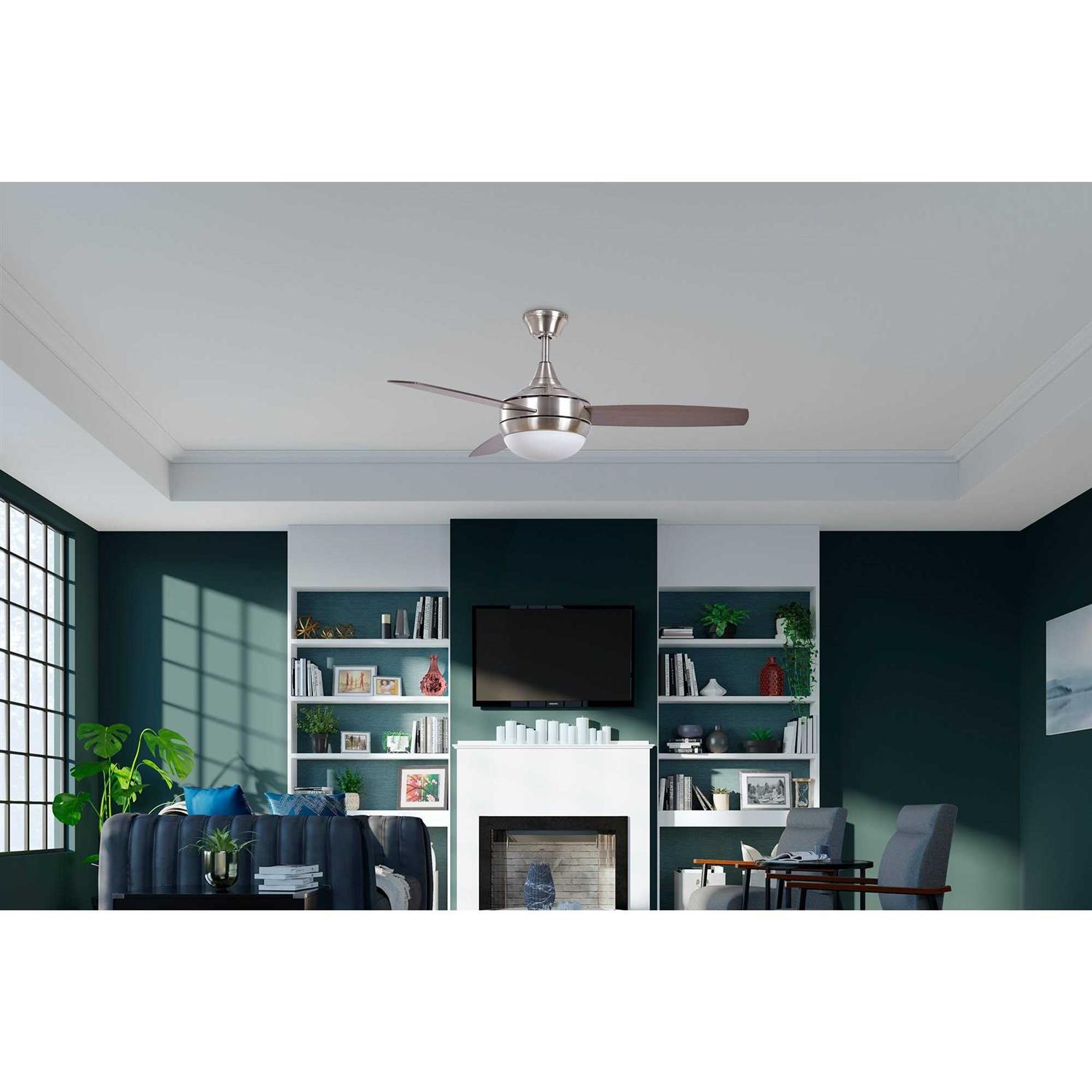 Harbor Breeze Beach Creek 44-in Brushed Nickel LED Indoor Downrod or Flush Mount Ceiling Fan with Light Remote - Image 3