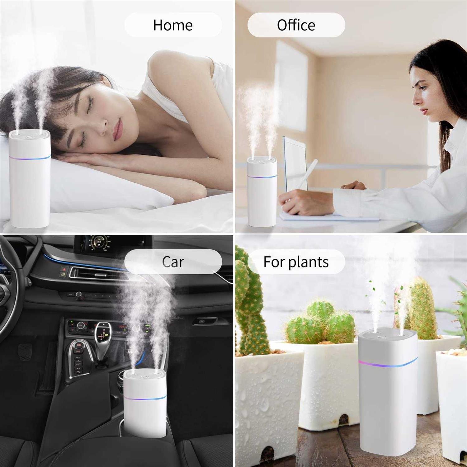 Small Humidifier Double Spray Humidifiers for Bedroom 600ml Mini Humidifier for Plant - Image 3