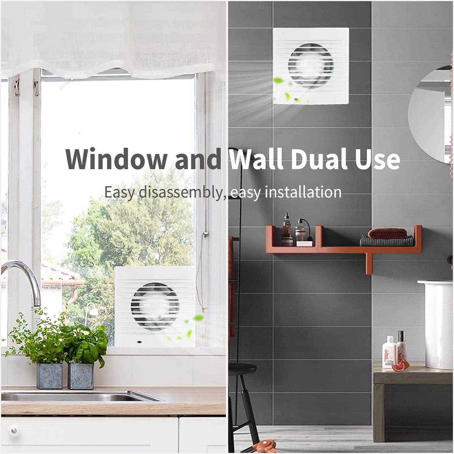 HUGOOME Exhaust Fan 12w Ventilation Extractor with Anti-backflow Check Valve Ultra Thin Window and Wall Mount Vent Fans for Kitchen Bathroom Greenhous - Image 2