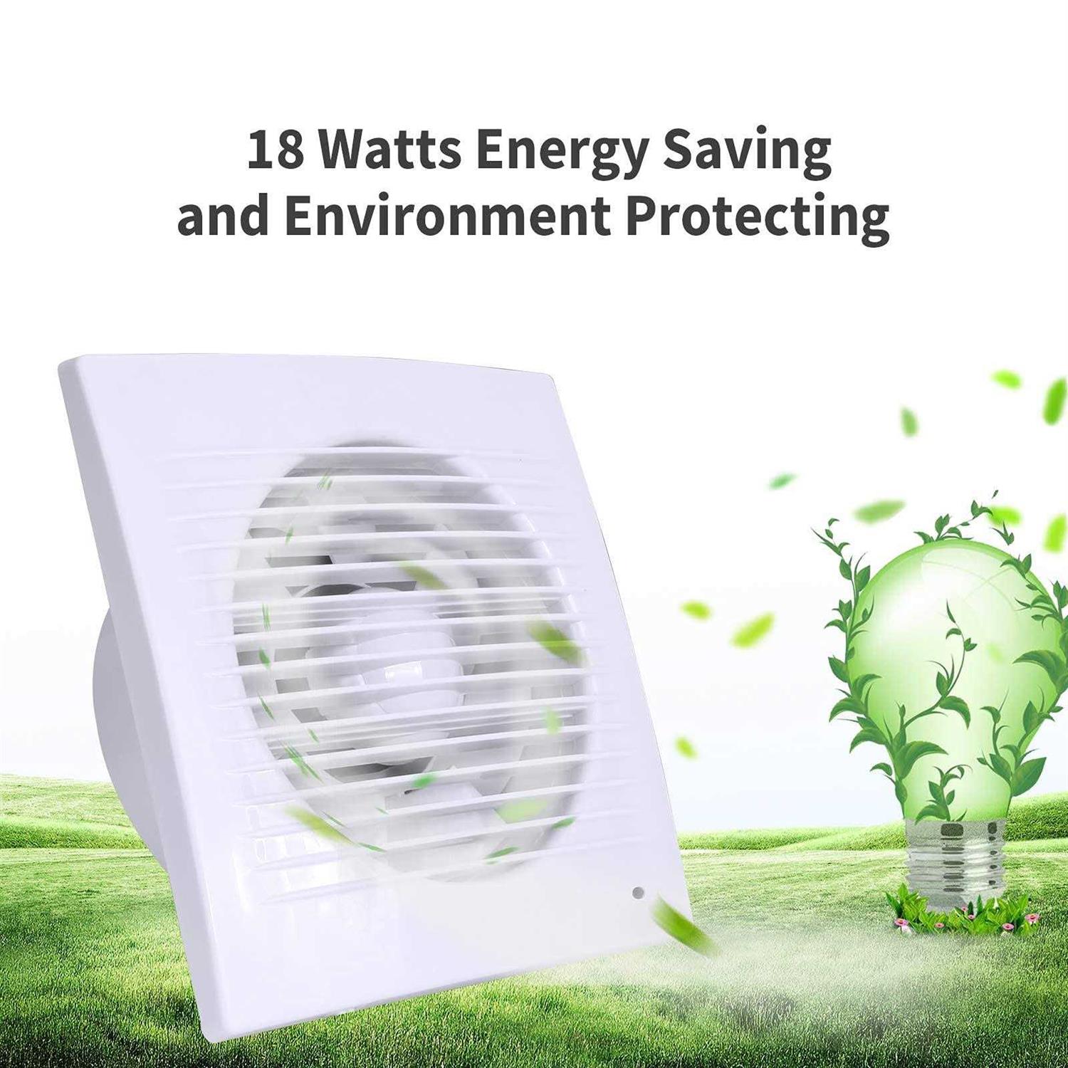 HUGOOME Exhaust Fan 12w Ventilation Extractor with Anti-backflow Check Valve Ultra Thin Window and Wall Mount Vent Fans for Kitchen Bathroom Greenhous - Image 2