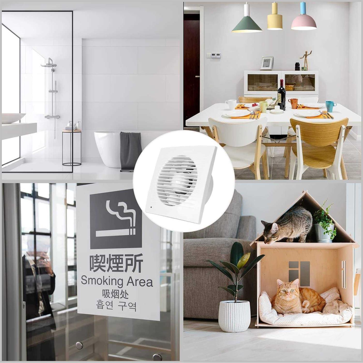 HUGOOME Exhaust Fan 12w Ventilation Extractor with Anti-backflow Check Valve Ultra Thin Window and Wall Mount Vent Fans for Kitchen Bathroom Greenhous - Image 3