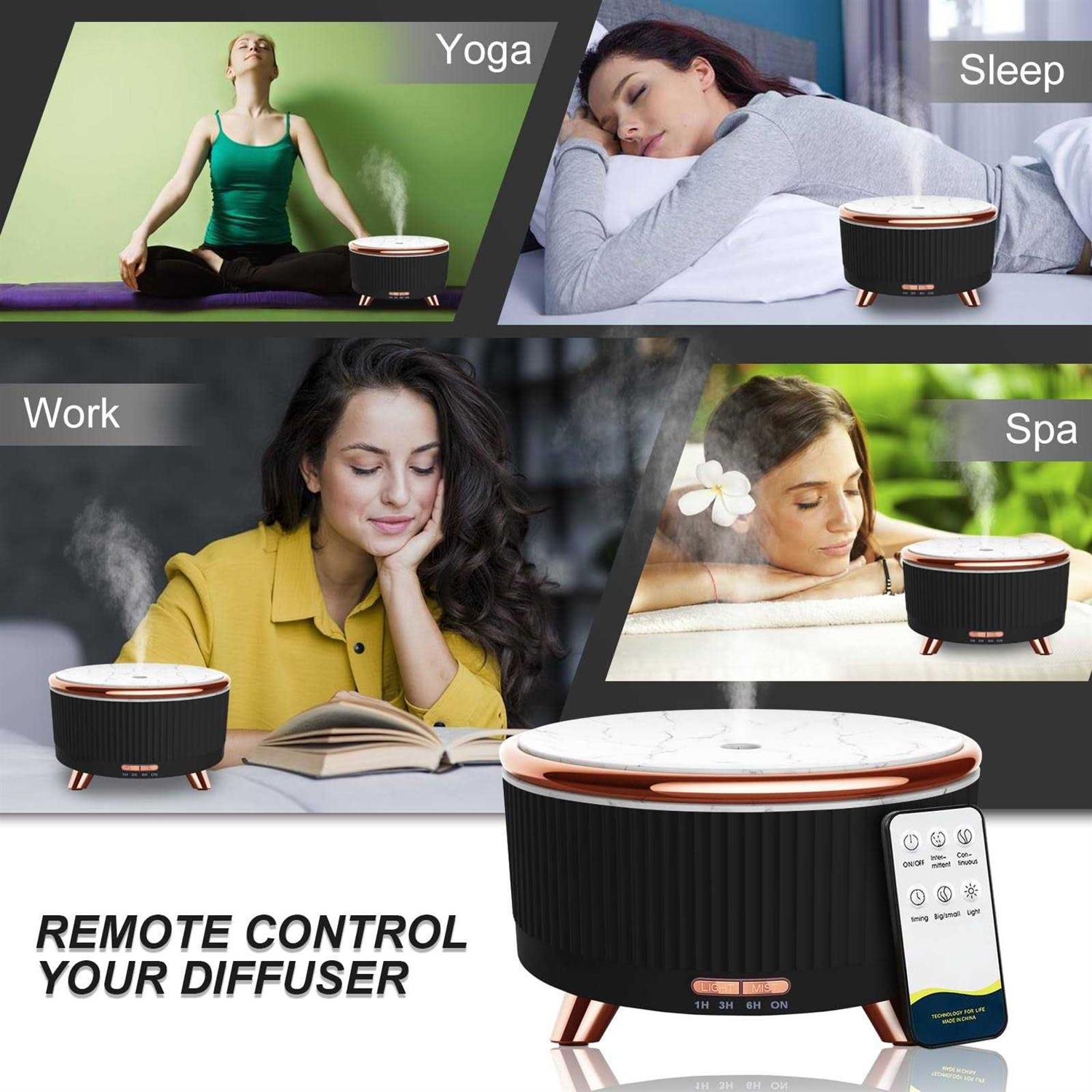 Diffusers for Essential Oils Large Room Humidifier 500ml Aromatherapy Diffuser Cool Mist Humidifier with Remote Control,7 Colors Lights & 3 Mist Mode - Image 3
