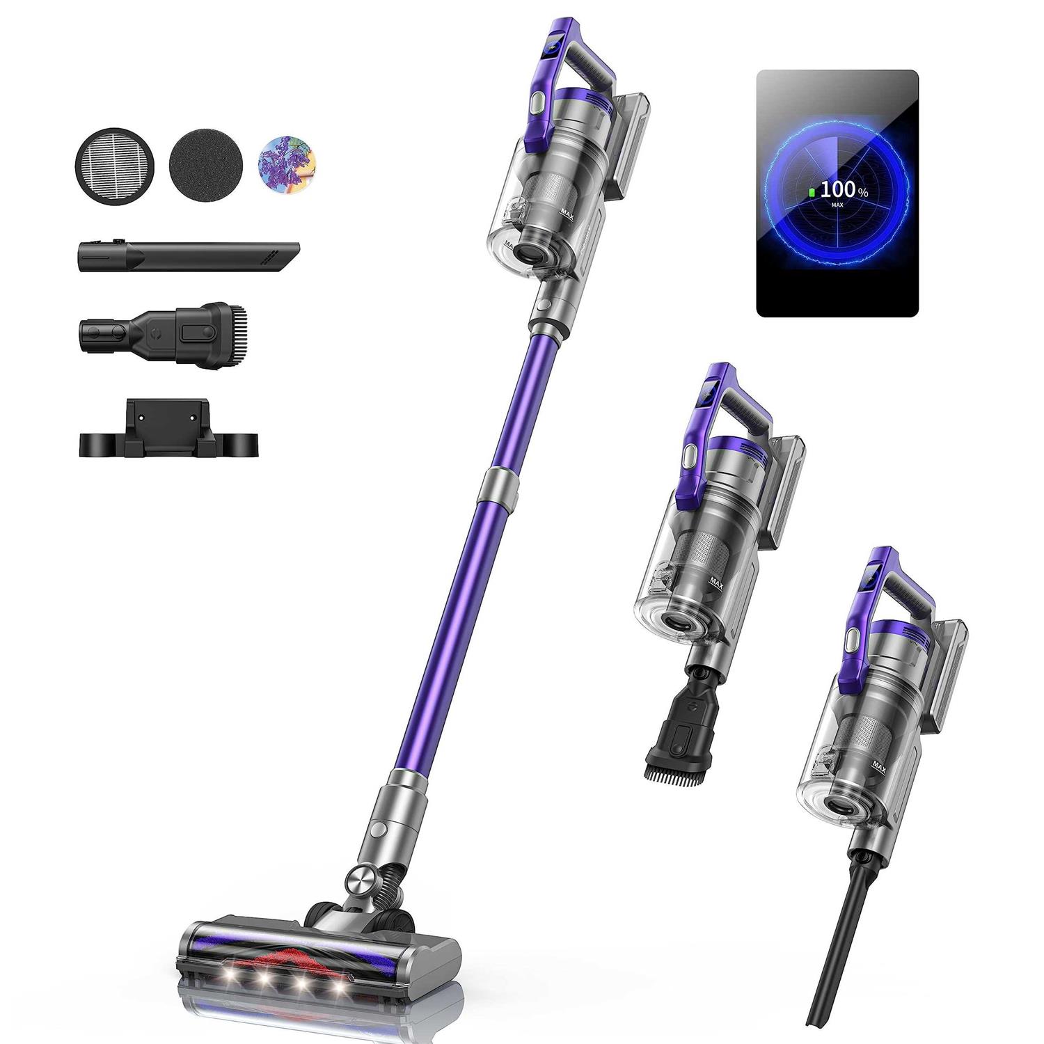 Cordless Vacuum Cleaner 500W Stick Vacuum Cleaner OLCD Color Screen Display