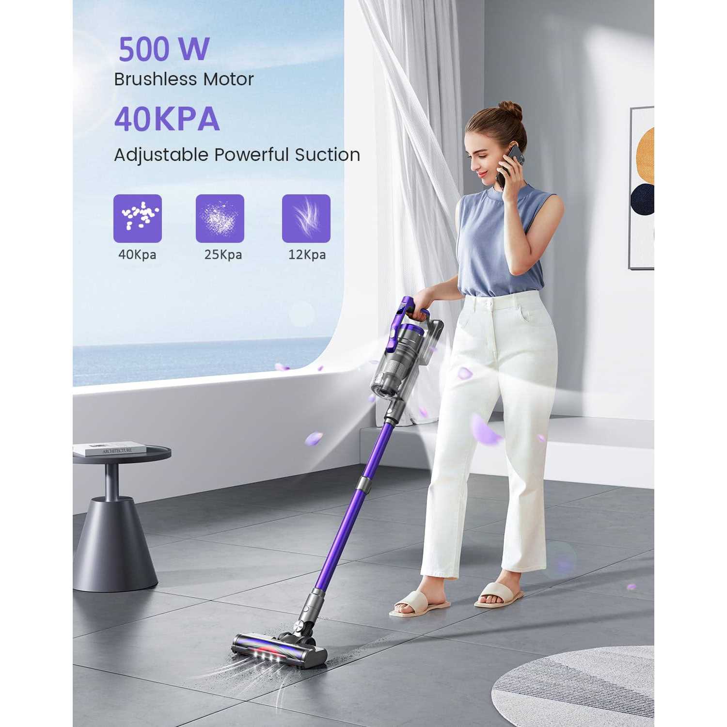 Cordless Vacuum Cleaner 500W Stick Vacuum Cleaner OLCD Color Screen Display - Image 3