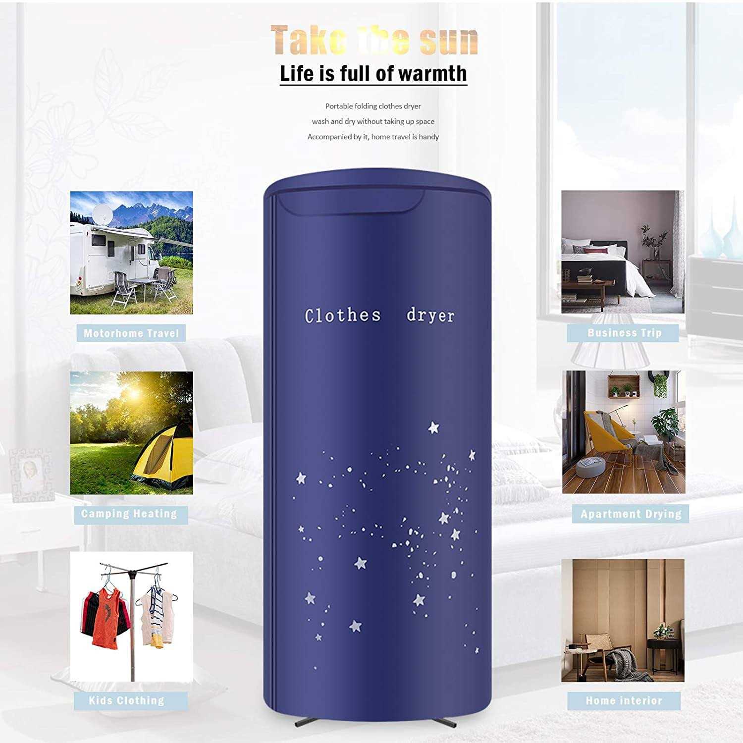 Clothes dryer Portable Travel Mini 900w dryer machine,Portable dryer for apartments,Nekithia New Generation Electric Clothes Drying - Image 3