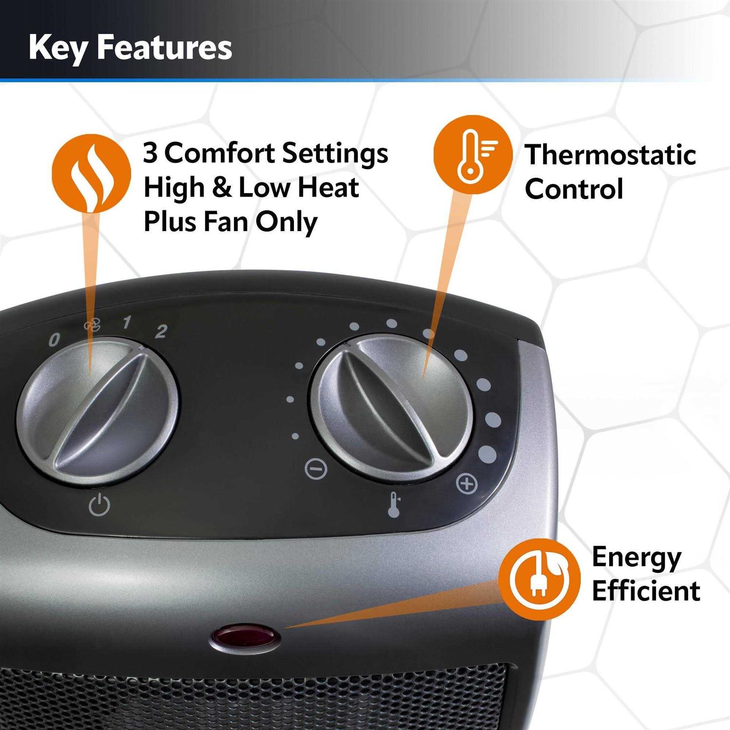 Lasko Electric Ceramic Space Heater with Tip-Over Safety Switch for Home - Image 2
