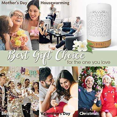Earnest Living Essential Oil Diffuser White Ceramic Diffuser 100 ml Timers Night Lights and Auto Off Function Home Office Humidifier Aromatherapy - Image 4