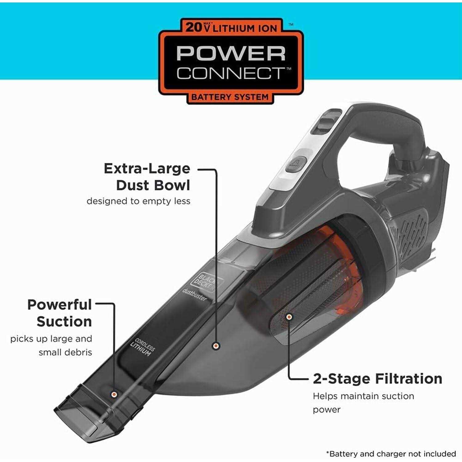 BLACK+DECKER dustbuster 20V MAX* POWERCONNECT Cordless Handheld Vacuum - Image 4