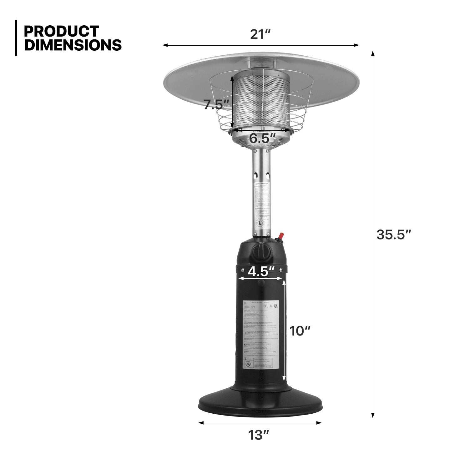 MoNiBloom 11000 BTU Patio Heater Outdoor Tabletop Lightweight Propane Output Electronic Ignition System Portable Outside Propane Heater - Image 4