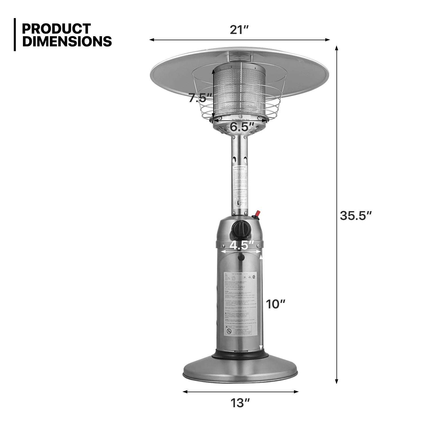 MoNiBloom 11000 BTU Patio Heater Outdoor Tabletop Lightweight Propane Output Electronic Ignition System Portable Outside Propane Heater - Image 5