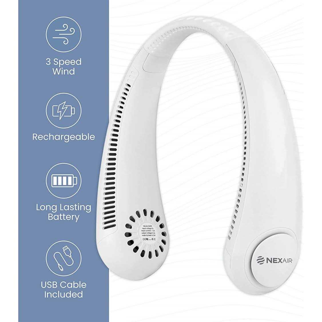 Nexair Portable Neck Fan 3 Speed Rechargeable Bladeless Neck - Image 4