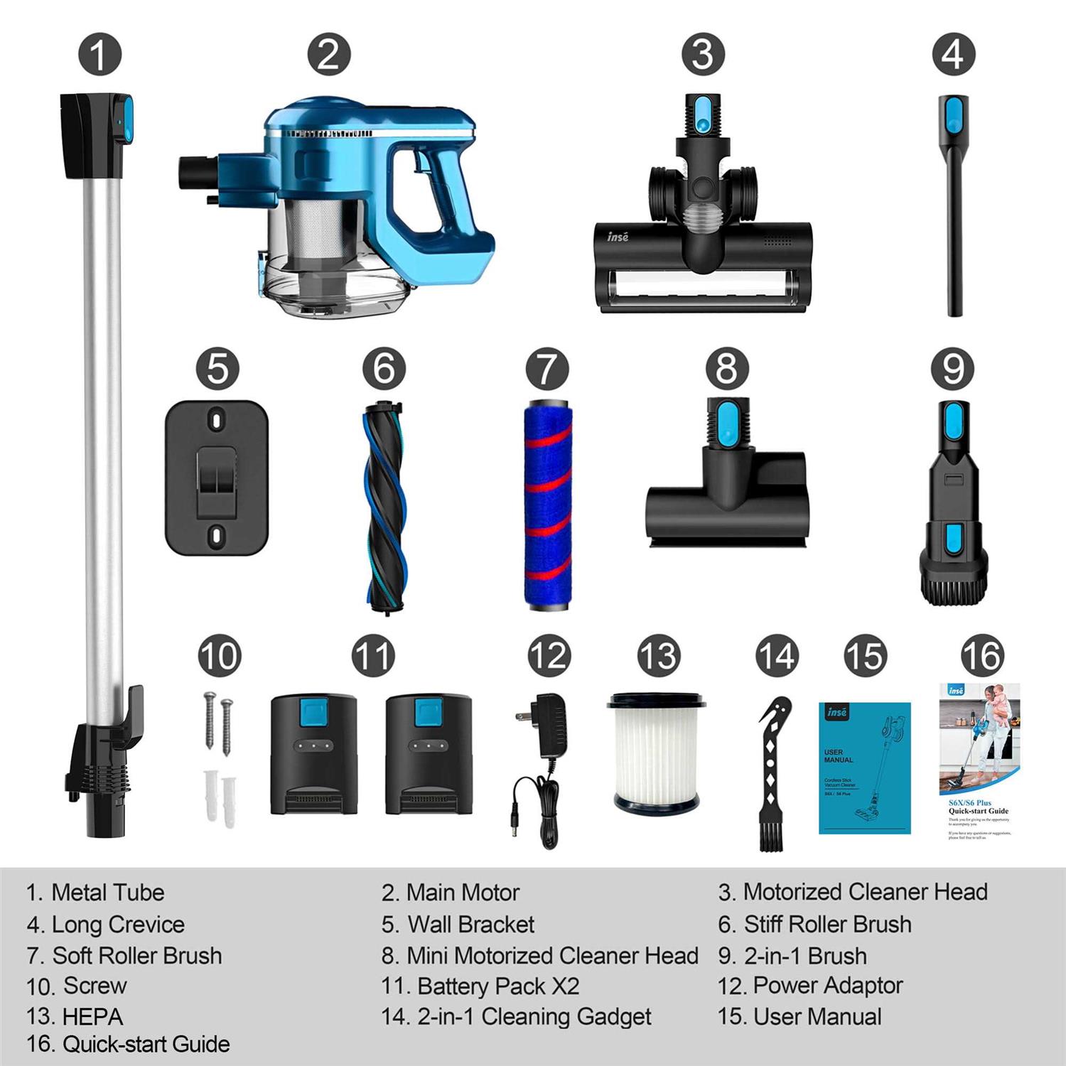 Inse Cordless Vacuum Cleaner with 2 Batteries Up to 80 Minutes Run-time Rechargeable Stick Vacuum - Image 5