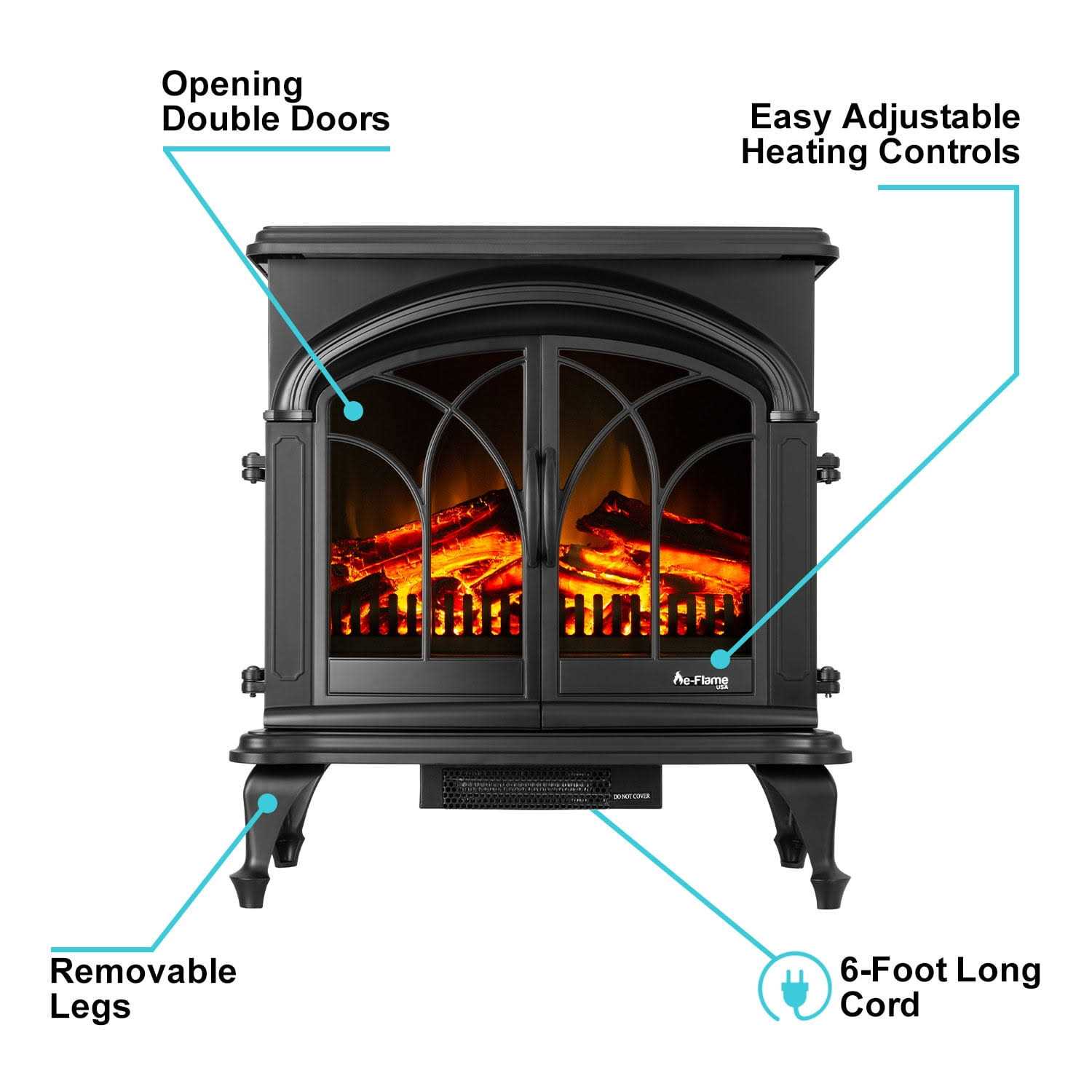 e-flame USA 28 XL Denali Portable Freestanding Electric Fireplace Stove - Image 3