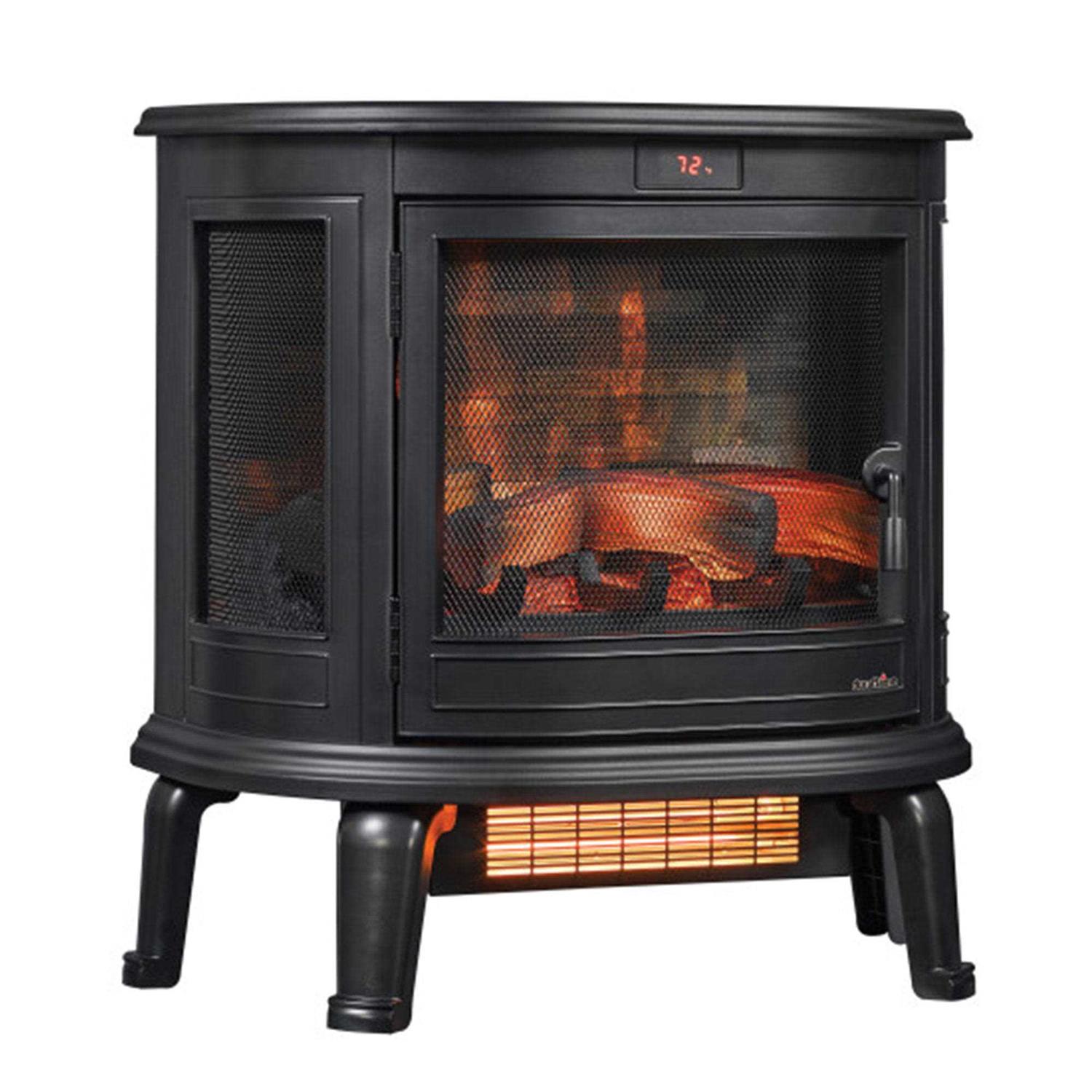 Duraflame Black Curved Front 3D Infrared Electric Fireplace Stove with Remote Control