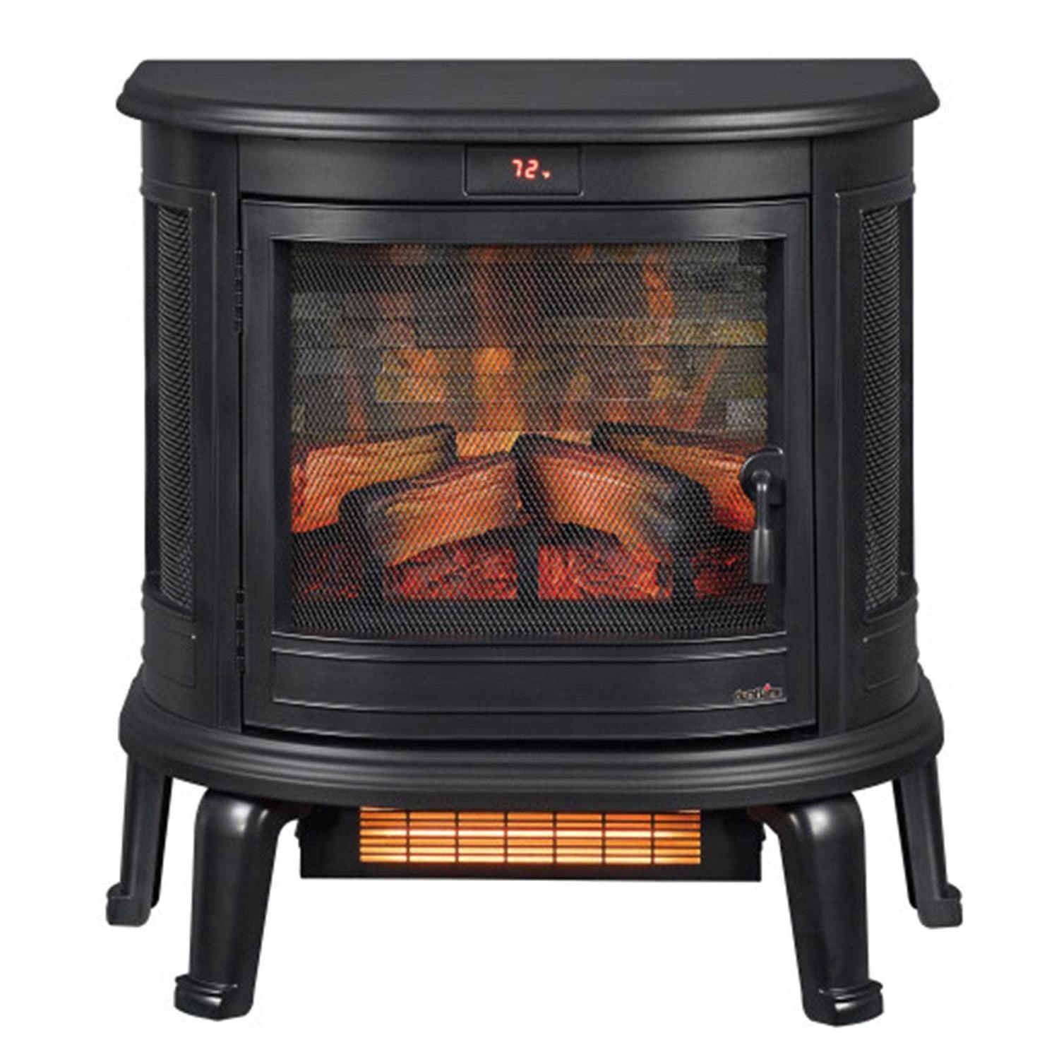 Duraflame Black Curved Front 3D Infrared Electric Fireplace Stove with Remote Control - Image 2