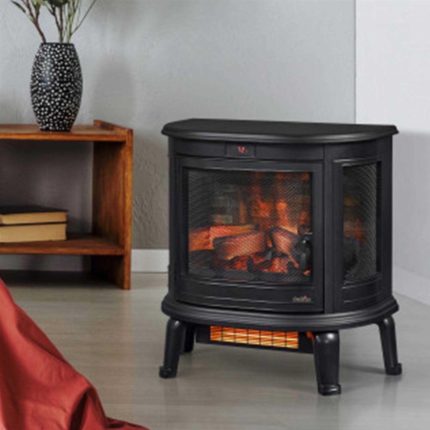 Duraflame Black Curved Front 3D Infrared Electric Fireplace Stove with Remote Control - Image 5