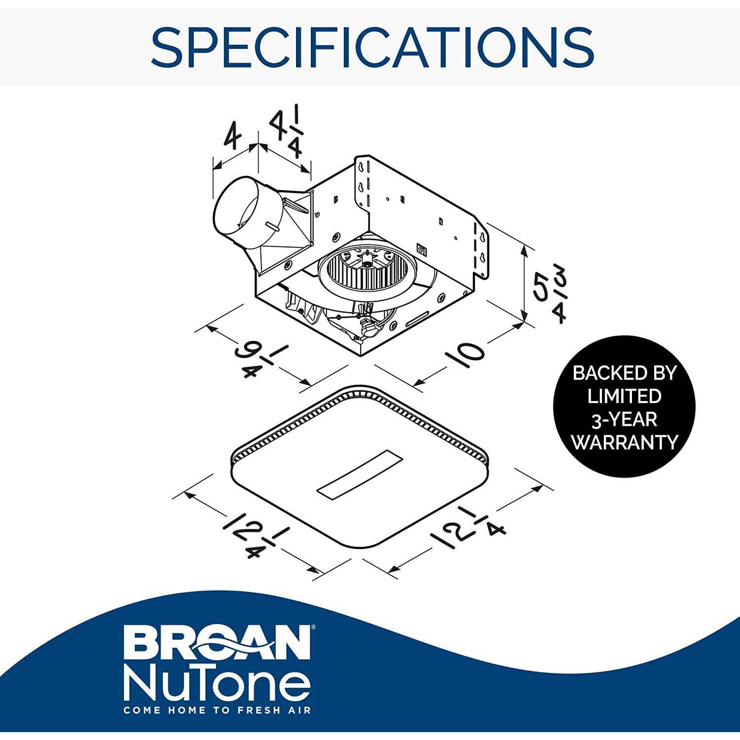 Broan AE110LK Flex 110 CFM Bathroom Exhaust Fan with LED Light - Image 4