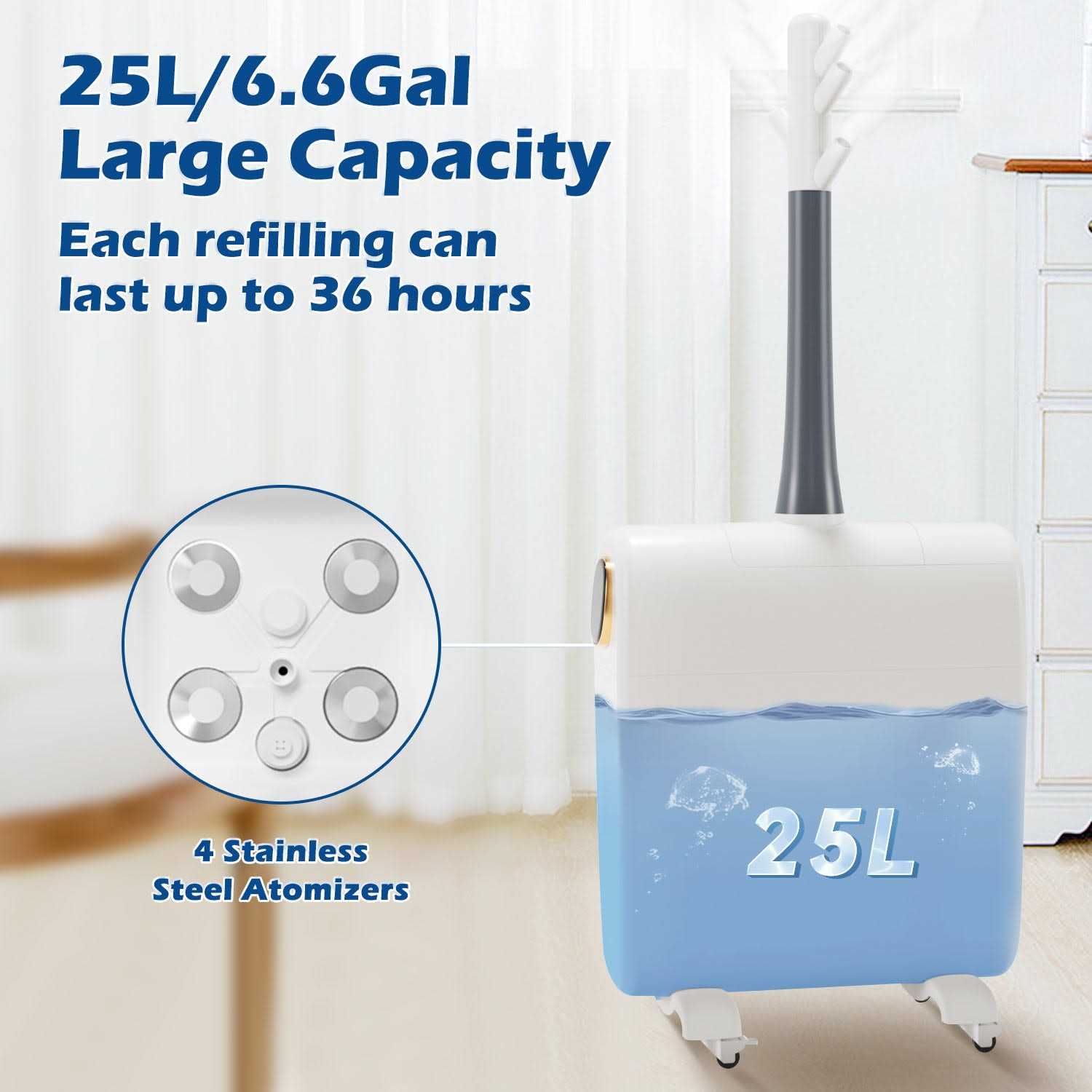 Humidifiers for Large Room Home, 6.6Gal/25L Large Humidifier Whole House Humidifier 3000 sq.ft, Commercial and Industrial Humidifiers - Image 3