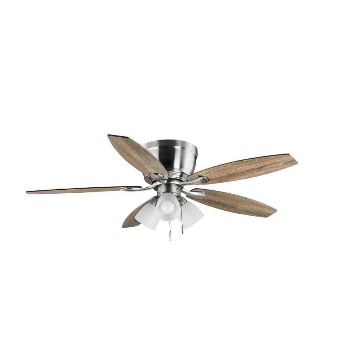 Hampton Bay Sidlow 52 in. Indoor LED Hugger Dry Rated Ceiling Fan with 5 QuickInstall Reversible Blades and Light Kit