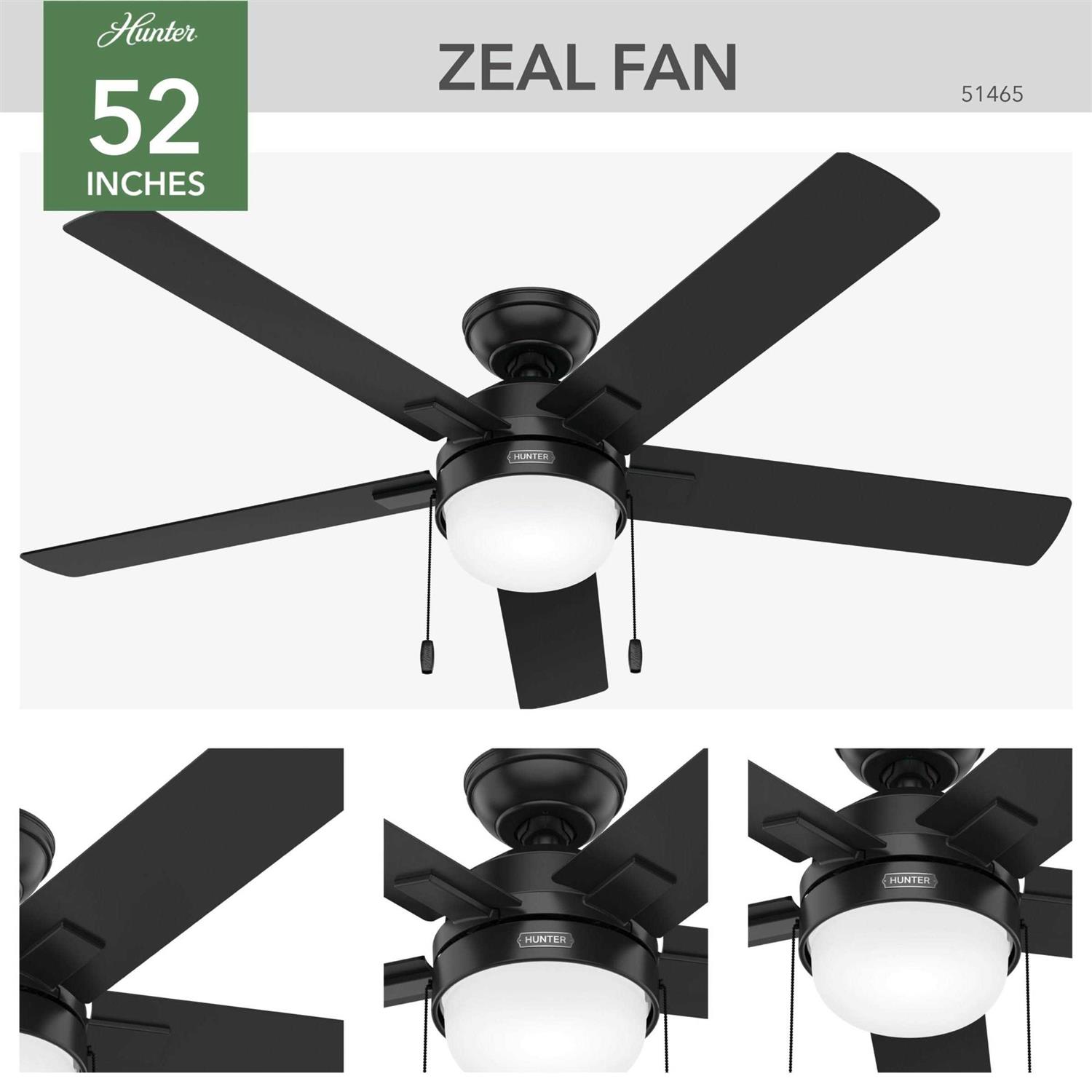 Hunter 52 Zeal Ceiling Fan with LED Light - Image 2