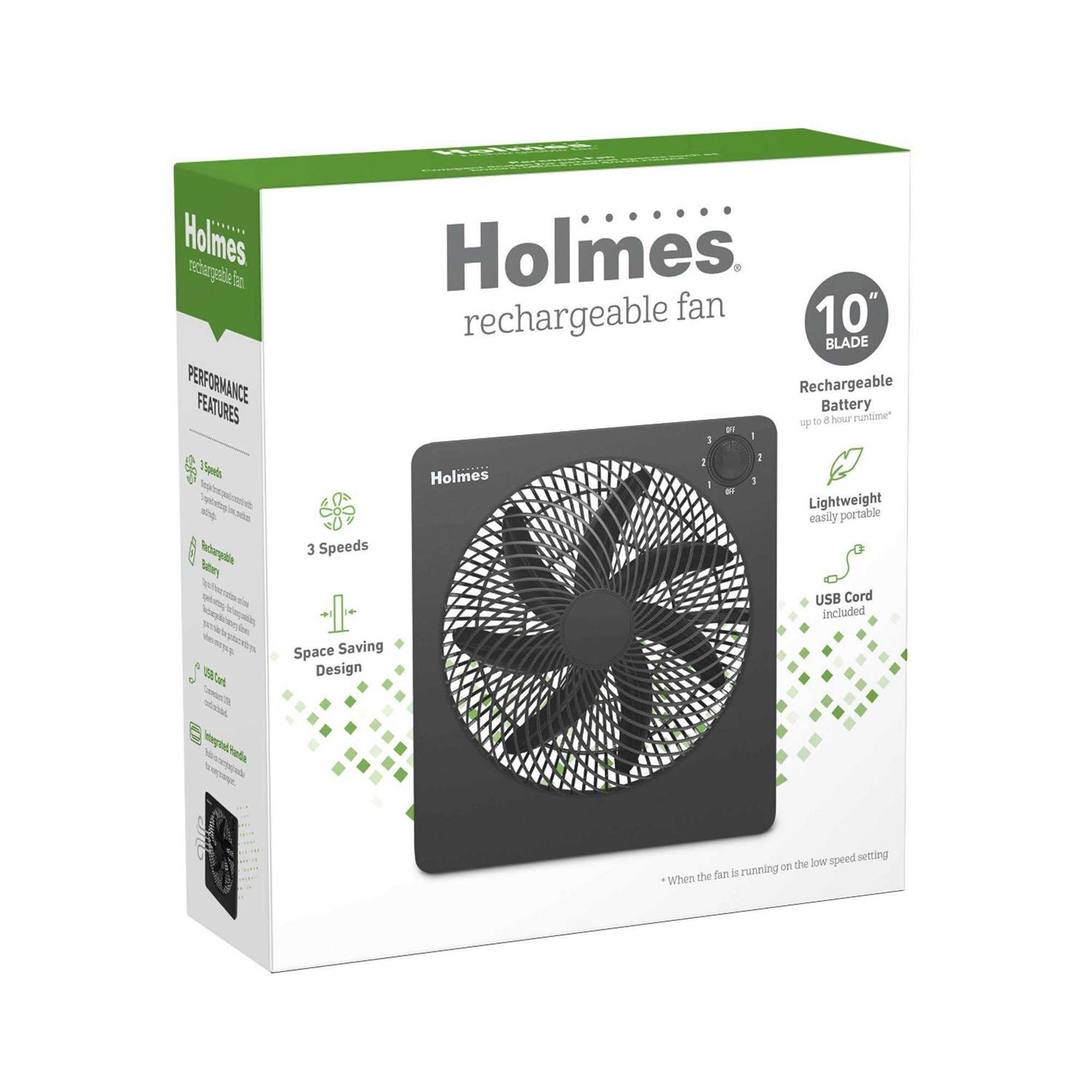Holmes 10 3-Speed Rechargeable Battery Portable Fan - Image 3