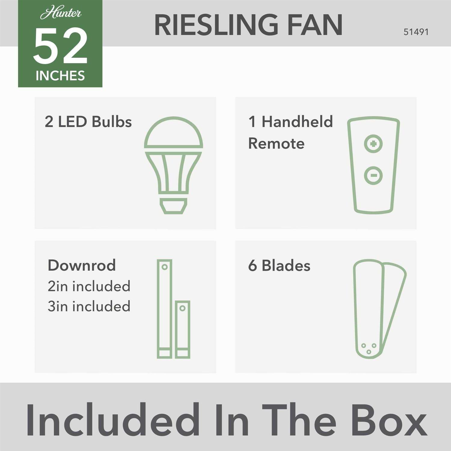Hunter 52 inch Riesling with Led Light And Remote Contro 51491 - Image 2