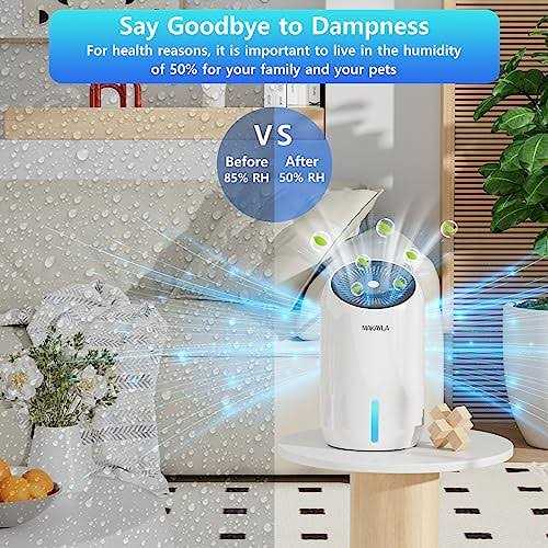 Dehumidifiers For Home, Makayla Dehumidifier 30 OZ,2200 Cubic Feet Small Dehumidifier with Auto Shut Off and 7 Colors Lights,Ultra Quiet - Image 3