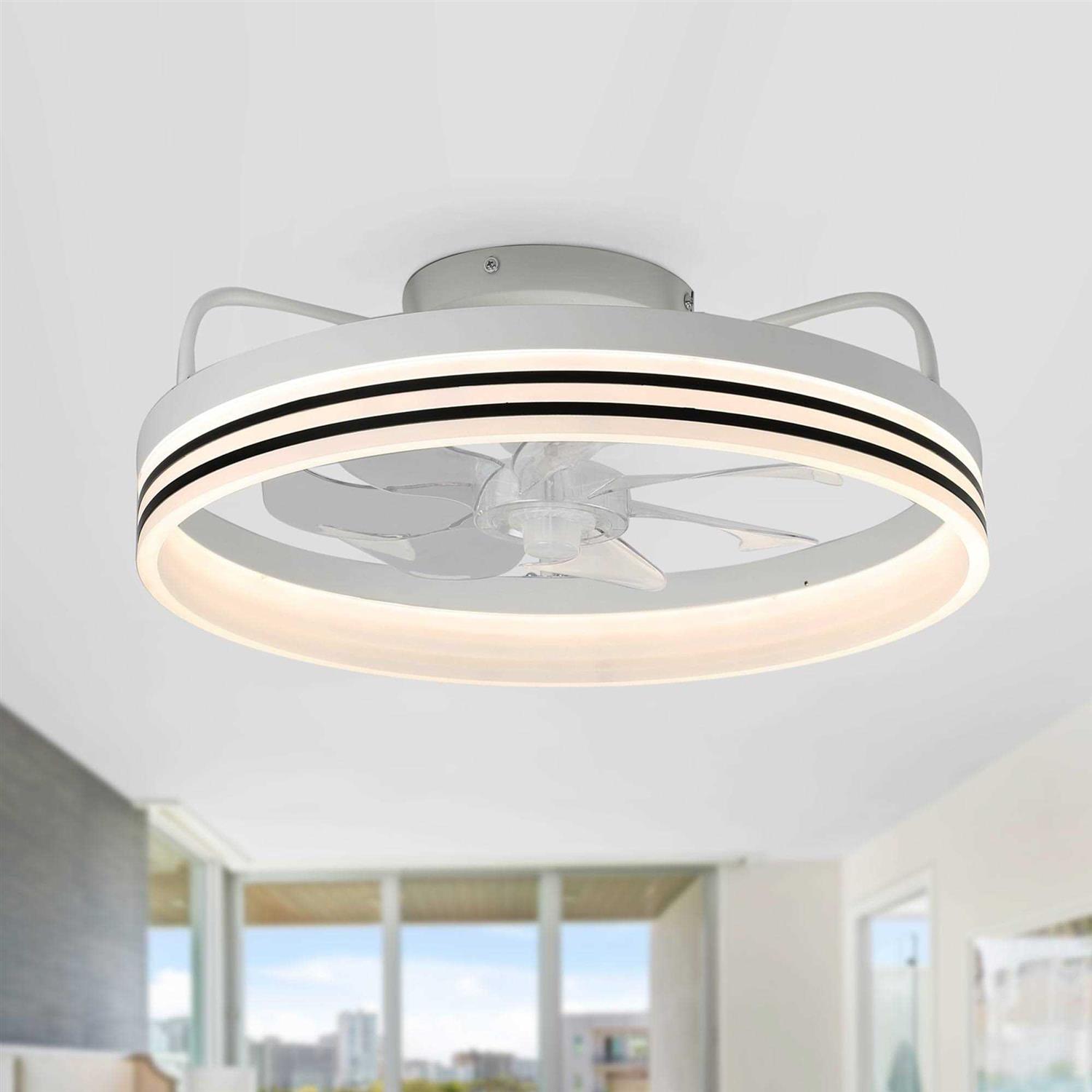 Oaks Aura Bladeless Smart App Remote Control Low Profile 6-Speed Ceiling Fan DC Motor Flush Mount Dimmable Lighting - Image 4