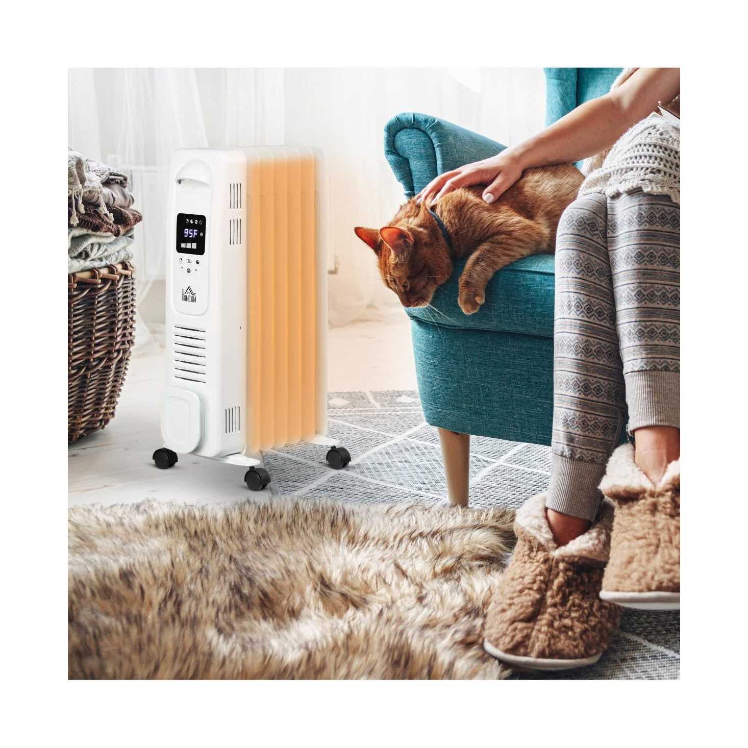 HOMCOM Electric Space Heater Freestanding 161 Sq. Ft. Heater with 3 Modes - Image 5
