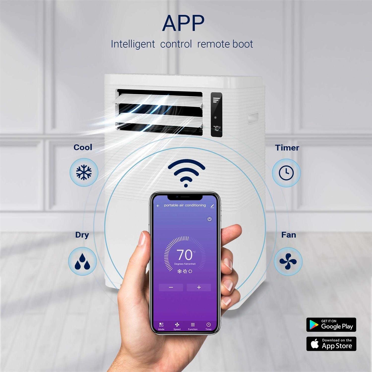DELLA 11000 BTU7500 BTU Smart WiFi Enabled Portable Air Conditioner - Image 2