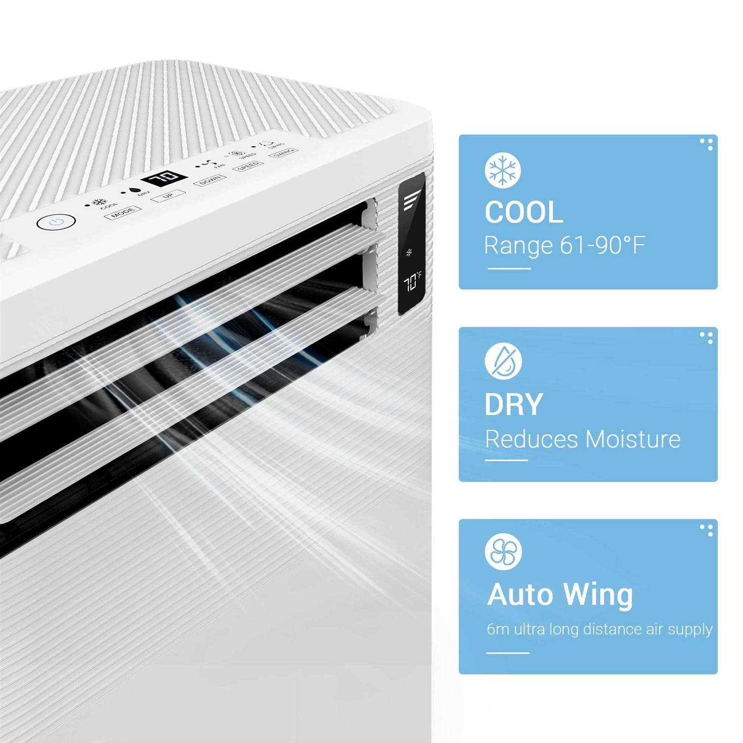 DELLA 11000 BTU7500 BTU Smart WiFi Enabled Portable Air Conditioner - Image 4