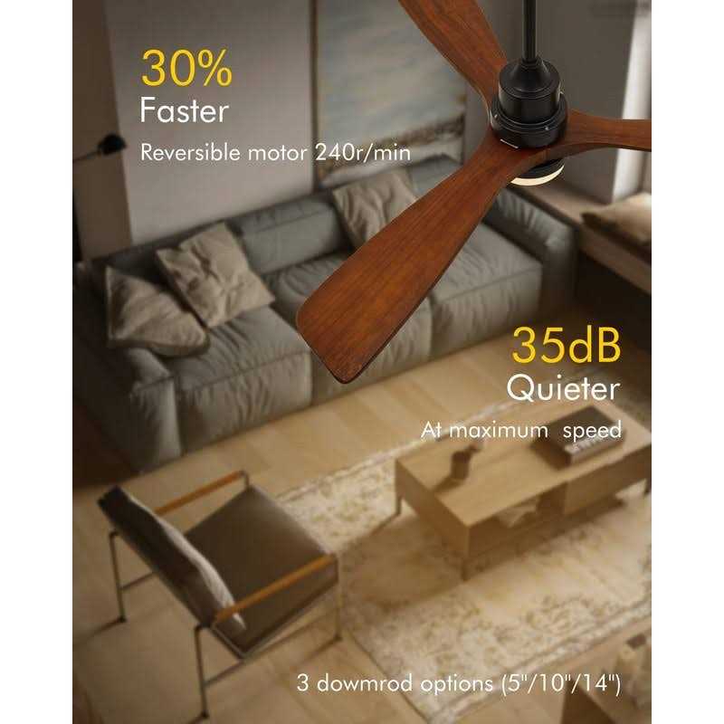 Chriari Ceiling Fans with Lights Wood Fan 52 Remote Control - Image 3