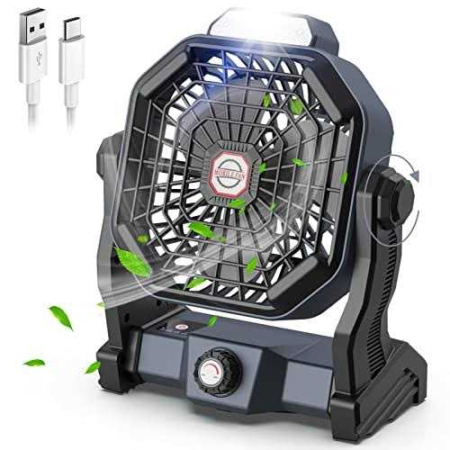 CONBOLA Portable Battery Operated Fan with LED Lantern 10400mAh Outdoor Small Rechargeable Quiet Camping Fan