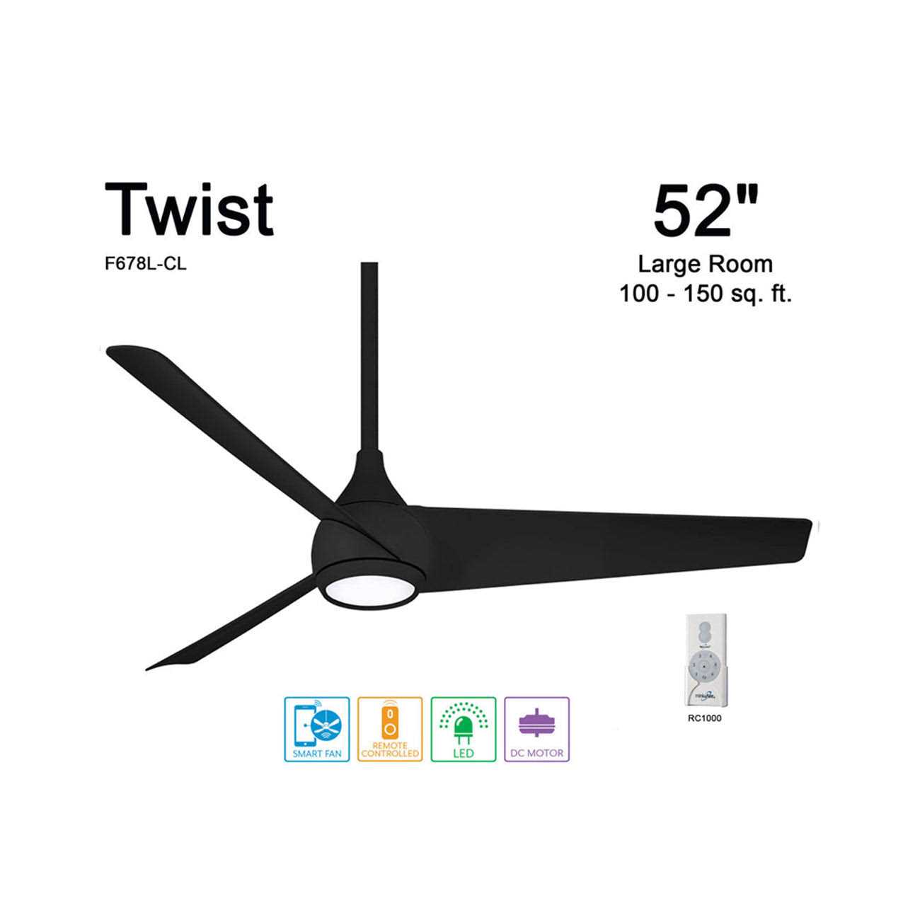 Minka Aire Twist 52 LED Ceiling Fan Distressed Koa F678L-DK - Image 3
