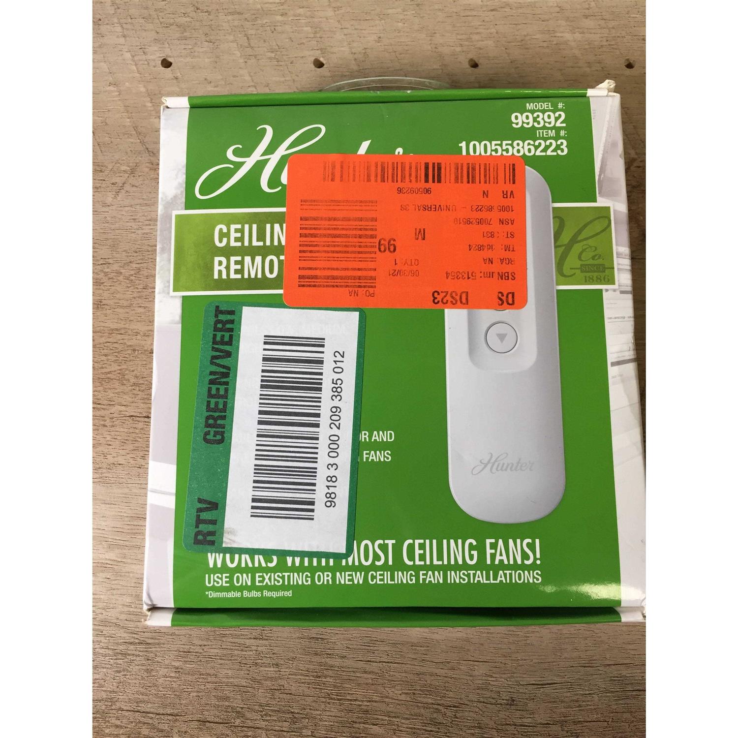 Hunter Universal 3 Speed Damp Rated Ceiling Fan Handheld Remote Control White - Image 5