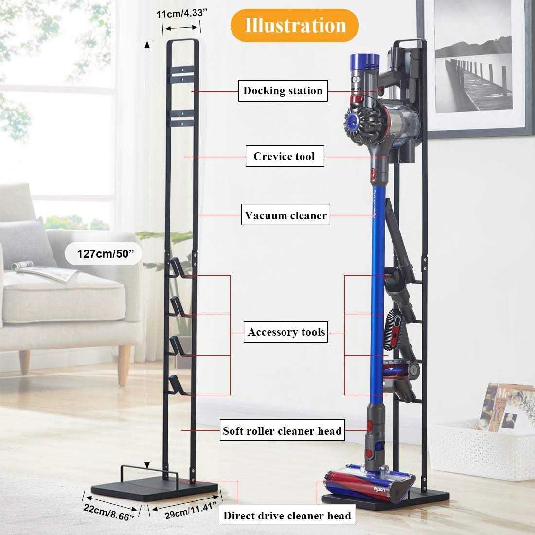 Haturi Vacuum Stand Vacuum Accessories Stable Metal Storage Bracket Holder for Dyson Handheld V15 V11 V10 V8 V7 V6 Cordless Vacuum Cleaners - Image 2