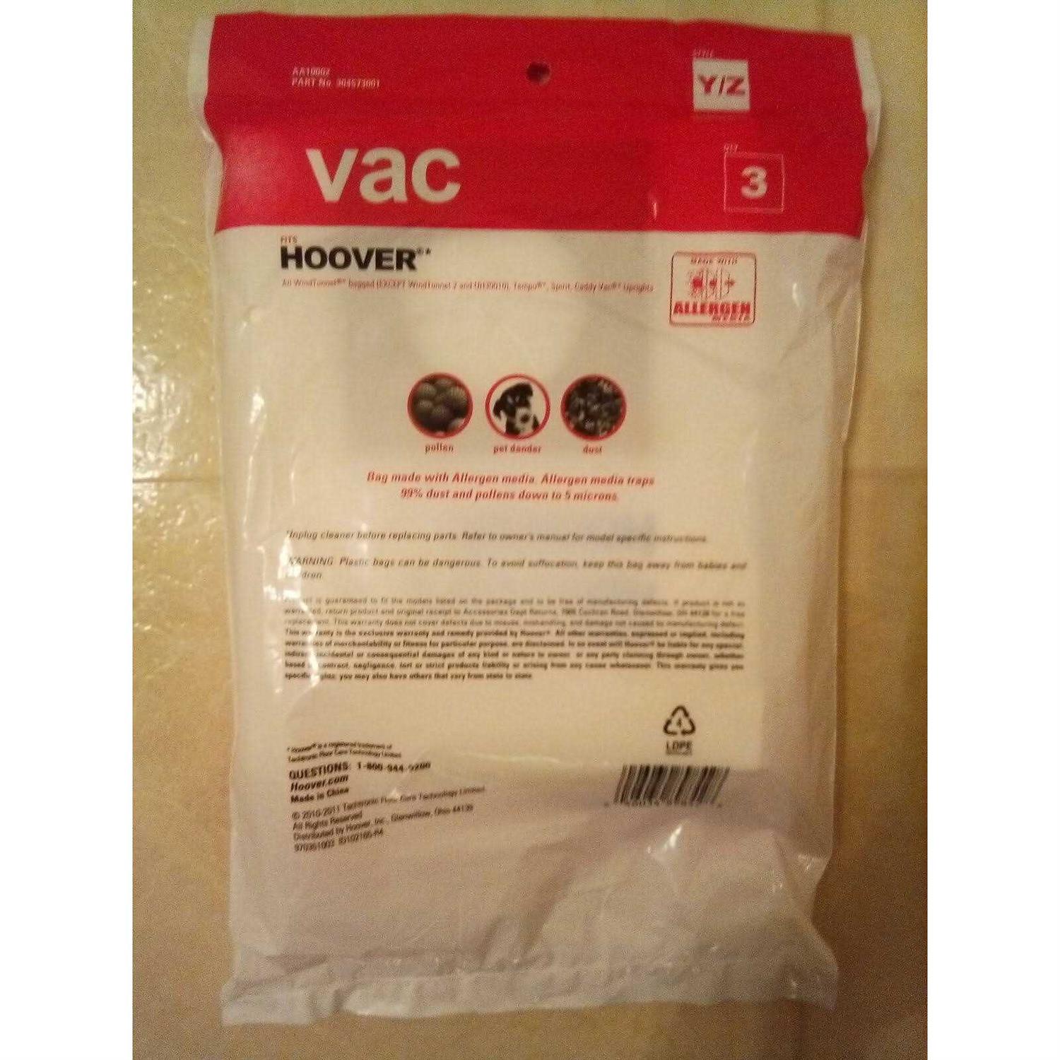 Hoover Vacuum Style Y/Z Bags 3 Qty Allergen Aa10002 - Image 2