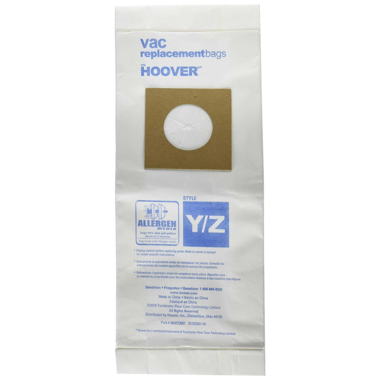 Hoover Vacuum Style Y/Z Bags 3 Qty Allergen Aa10002 - Image 4
