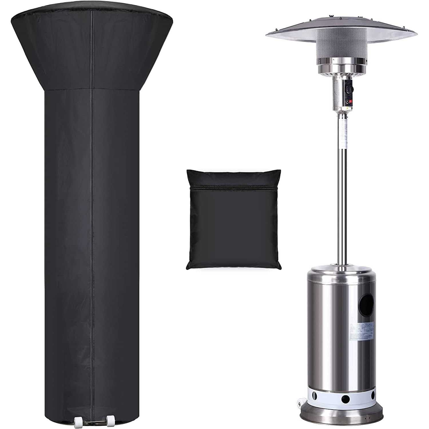 Huakan Patio Heater Covers with Zipper and Storage Bag,Black,89'' Height x 33 inch Dome x 19 inch Base