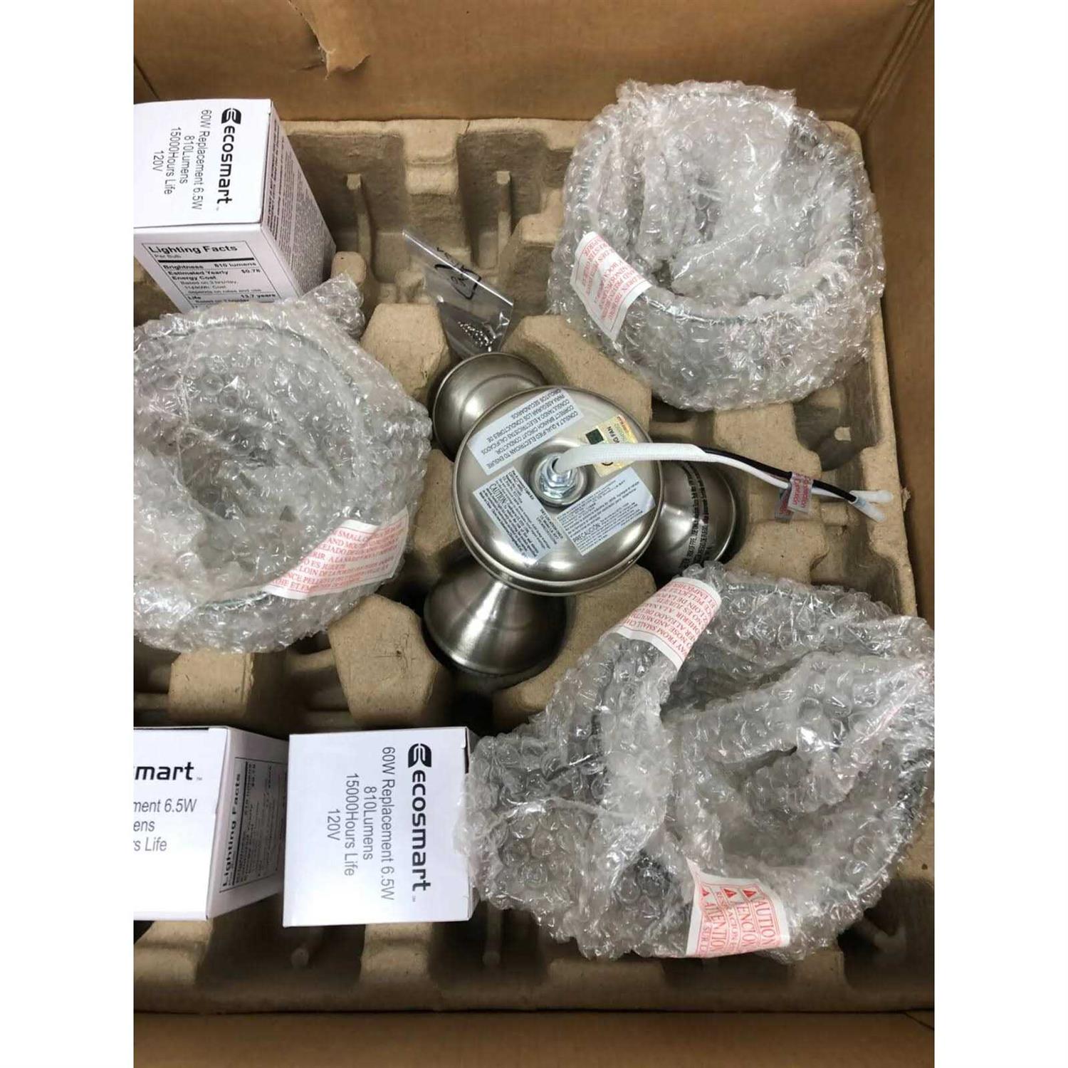 Hampton Bay Rockport Universal 3-Light Brushed Nickel Ceiling Fan LED Light Kit 52250 - Image 3