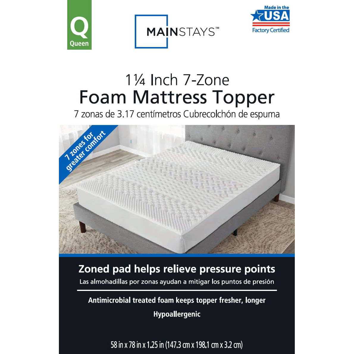 Mainstays 7-Zone Foam Mattress Topper - Image 2
