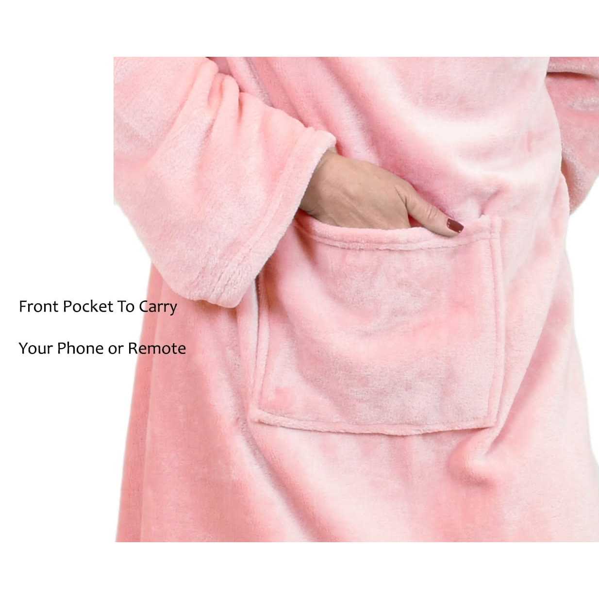 Catalonia Wearable Fleece Blanket with Sleeves and Foot Pockets for Adult Women Men - Image 5