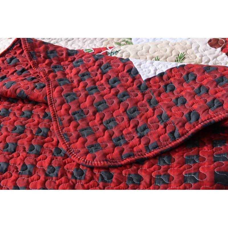 MarCielo 3 Piece Christmas Quilt Set Bedspread Set By013 - Image 3