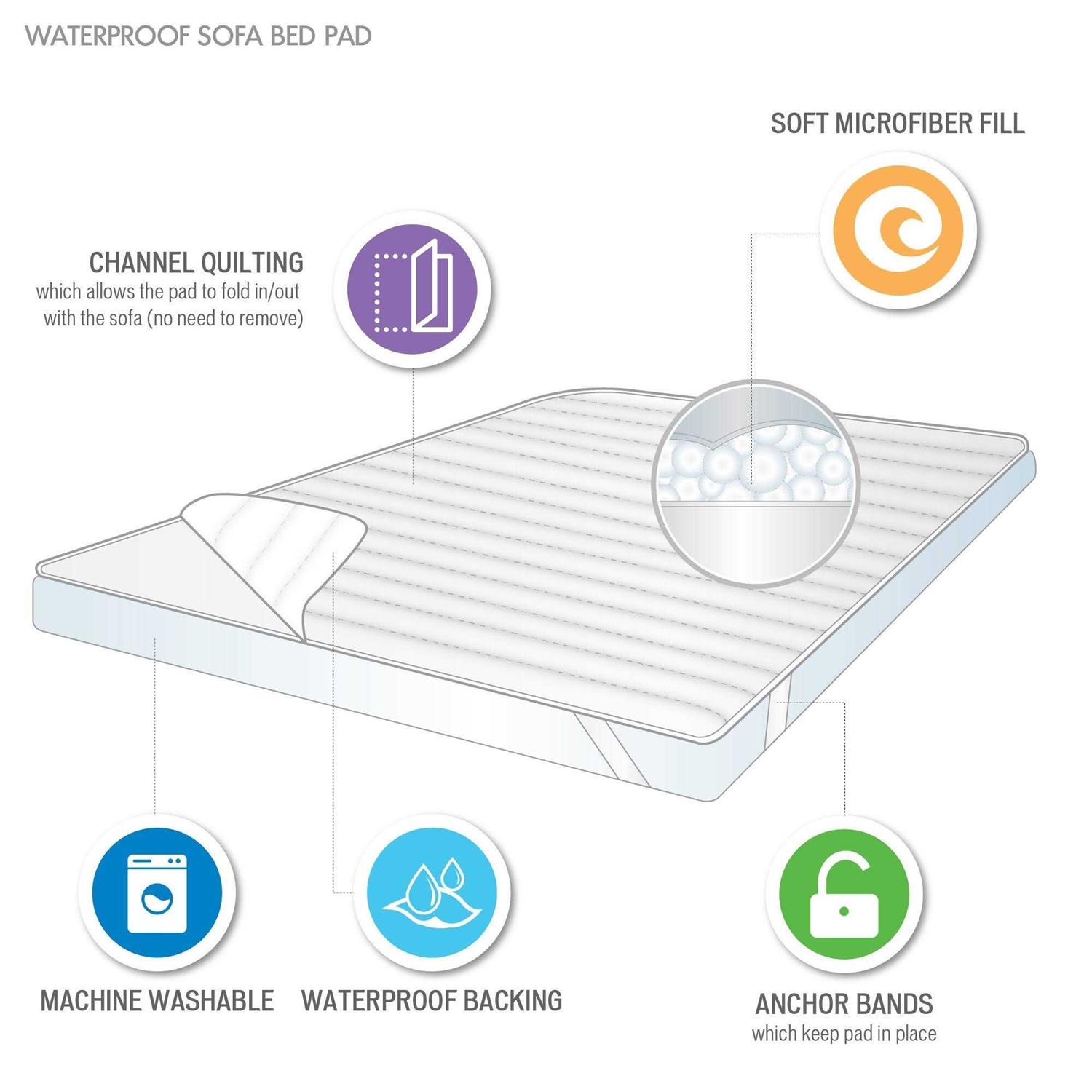 Madison Park Waterproof Microfiber Sofa Bed Mattress Pad - Image 5