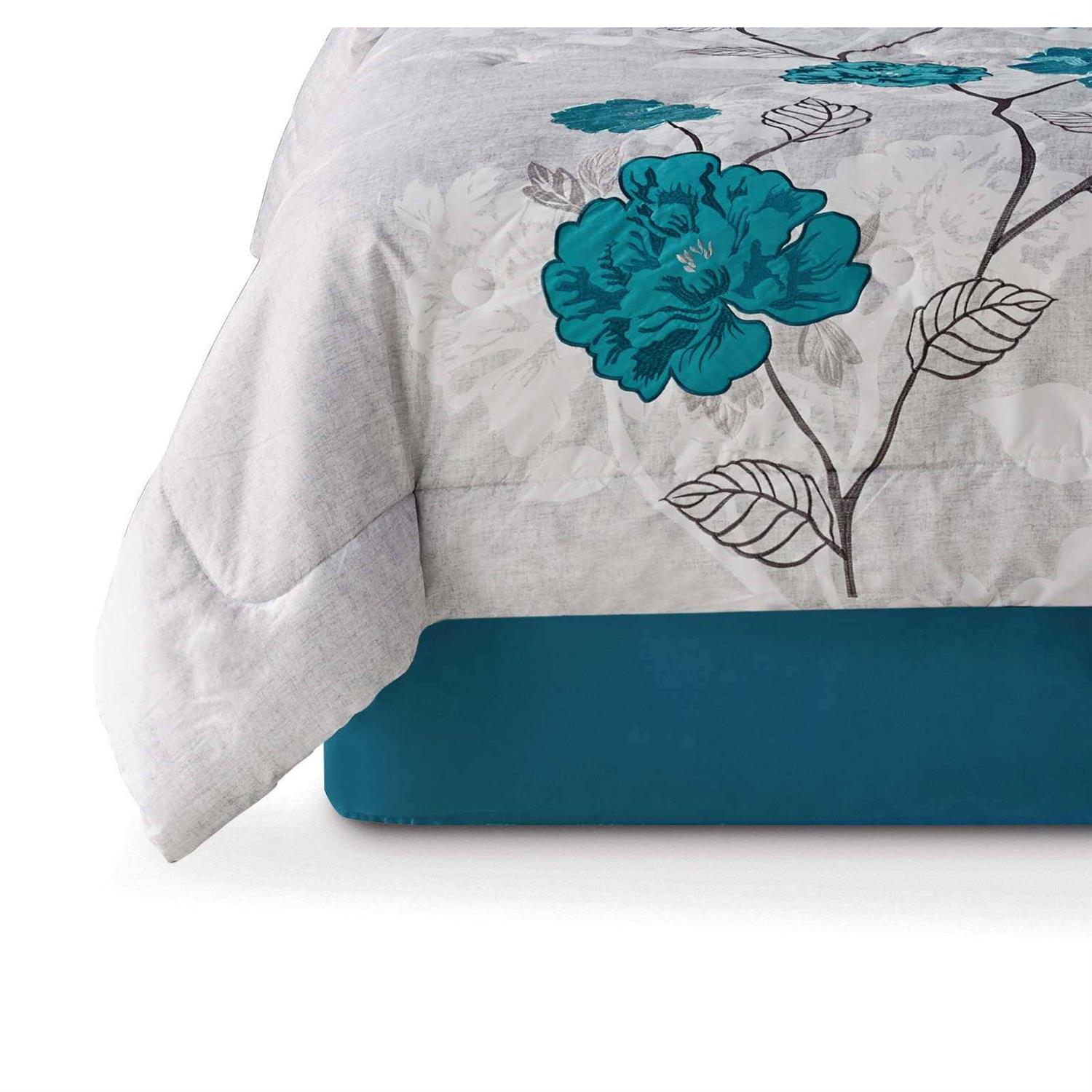 Mainstays 7 Piece Teal Roses Comforter Set - Image 5
