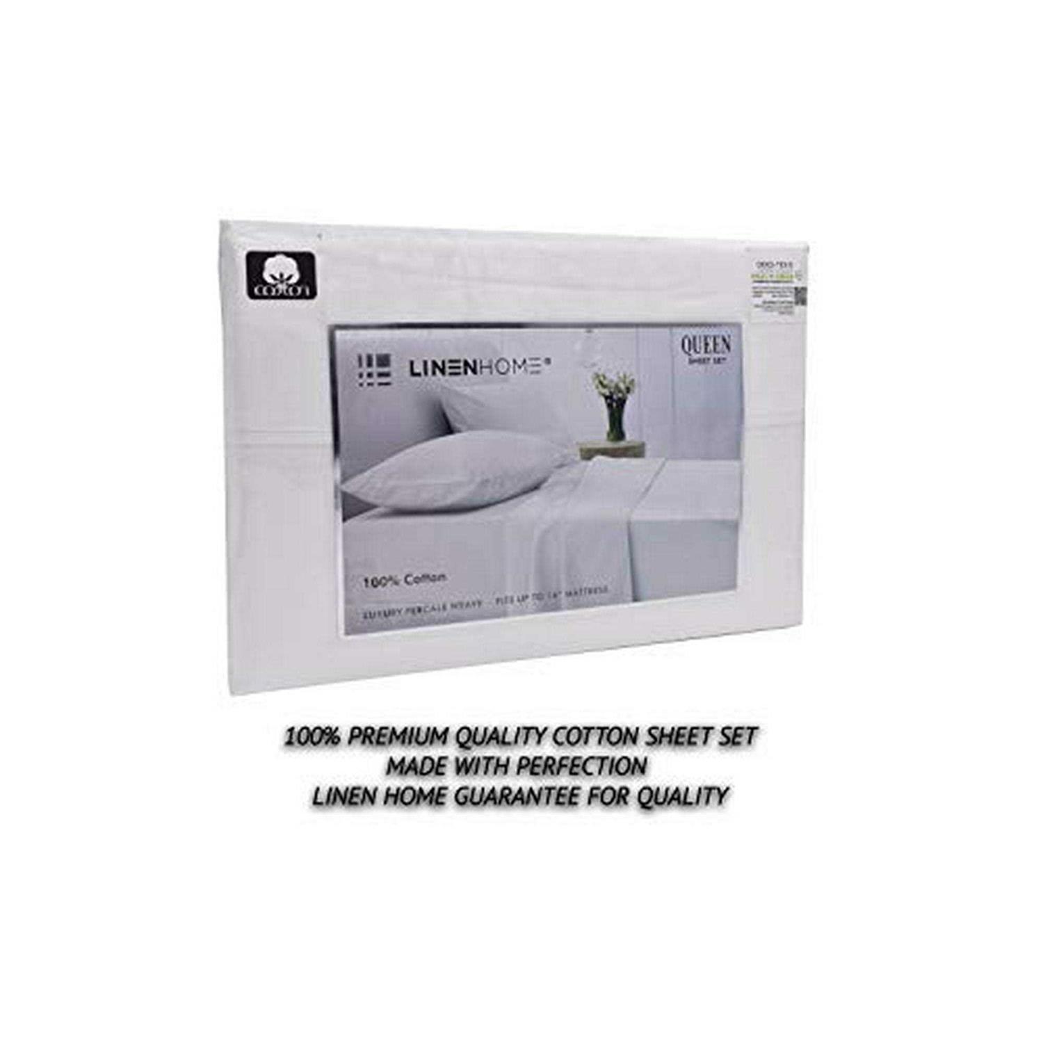 Linen Home 100% Cotton Percale Sheets Size Deep Pocket 4 Piece - Image 3