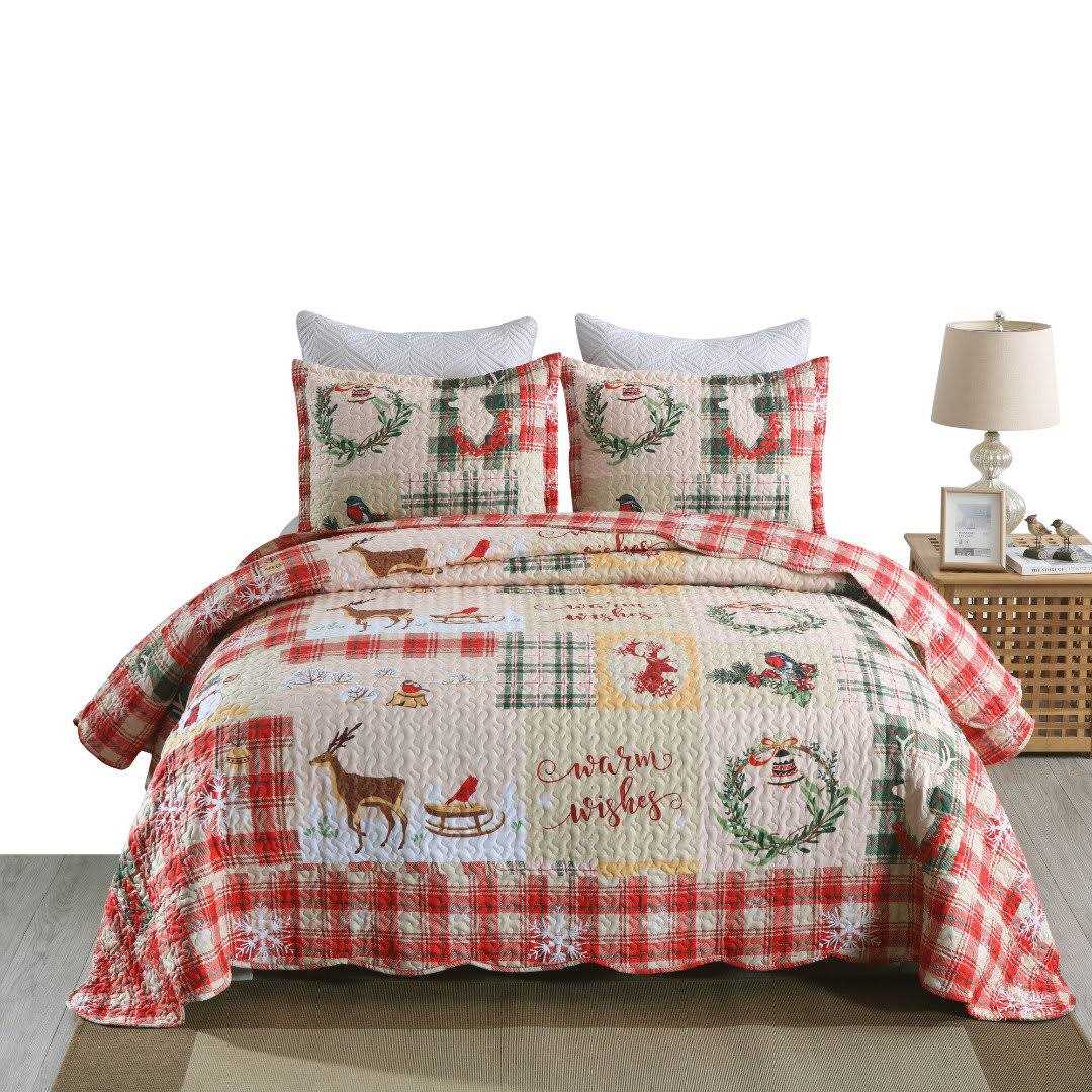 MarCielo Christmas Quilt Set Bedspread Set - Image 3