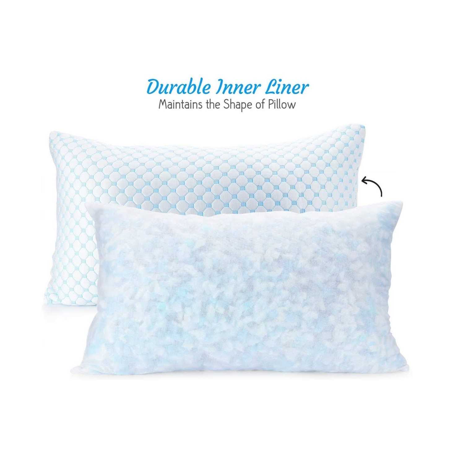 Nestl Coolest Pillow Heat and Moisture Reducing Ice Silk and Gel Infused Memory Foam Pillow. Adjustable, Washable, Breathable - King - 18 x 36 inch - - Image 4