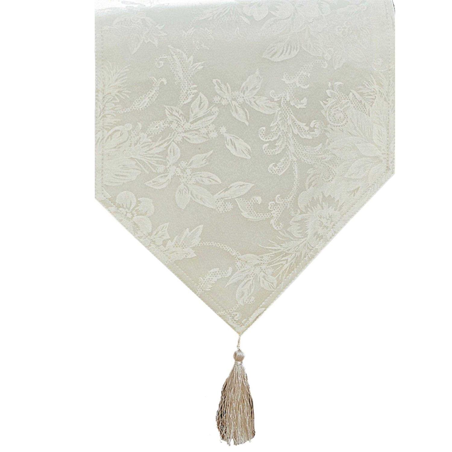 Elrene Poinsettia Elegance Jacquard Holiday Table Runner - Image 3